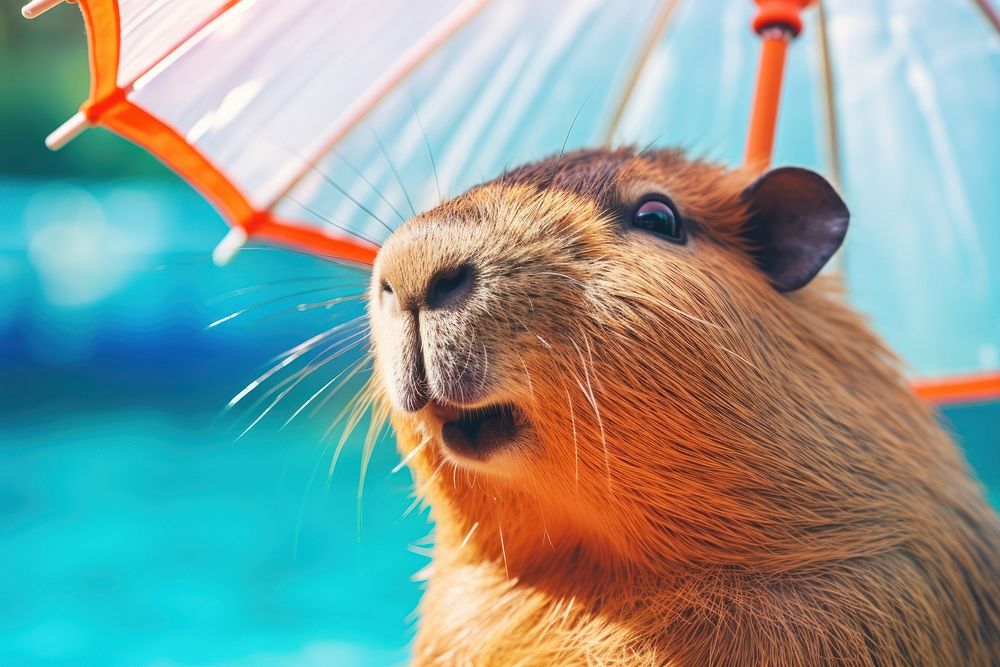 Capybara wearing summer sunglasses wildlife animal mammal. AI generated Image by rawpixel.