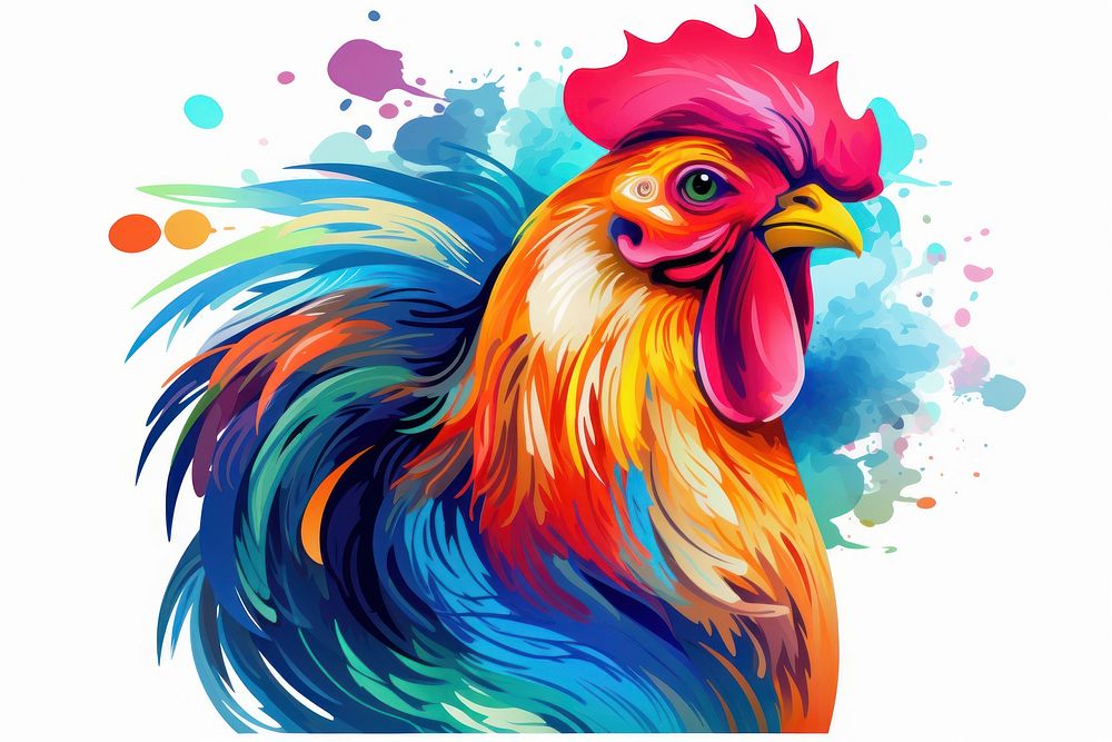 Abstract rooster illustration chicken poultry drawing. AI generated Image by rawpixel.