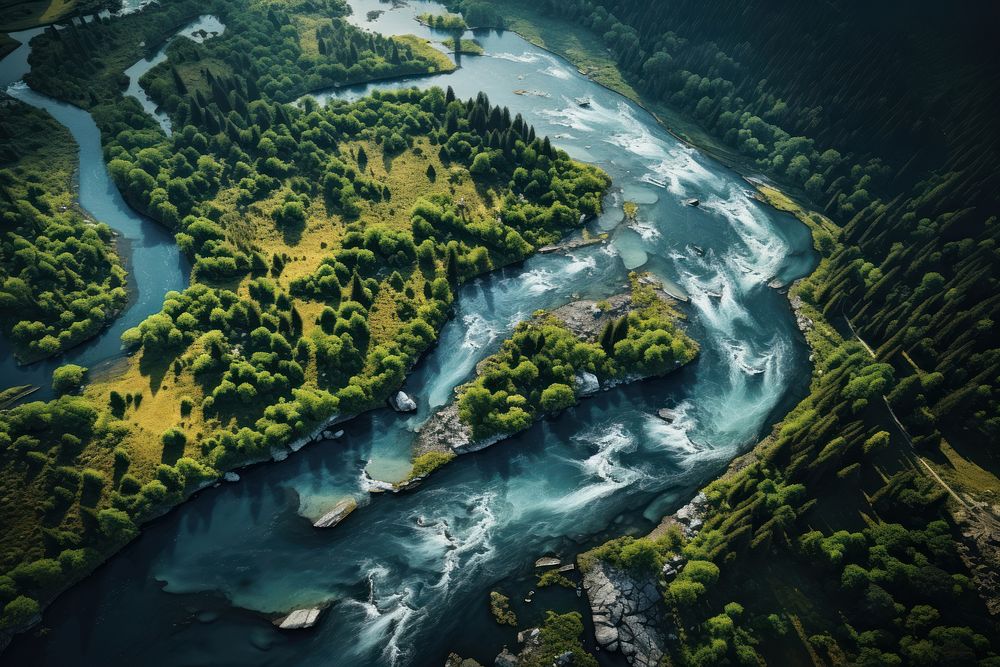 Forest river outdoors nature. AI generated Image by rawpixel.