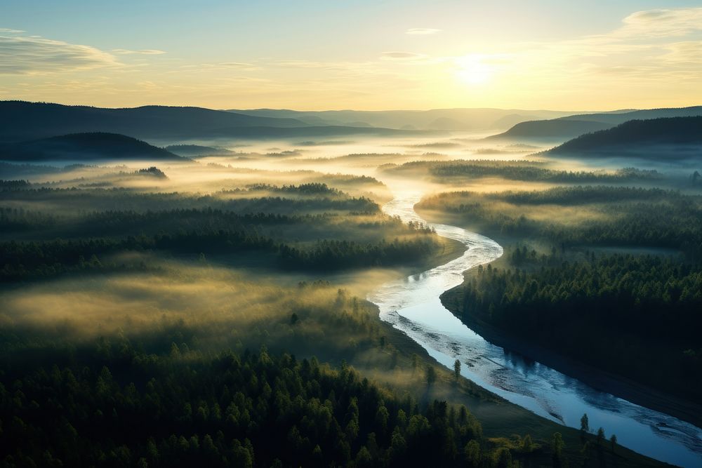 River forest outdoors morning. AI generated Image by rawpixel.