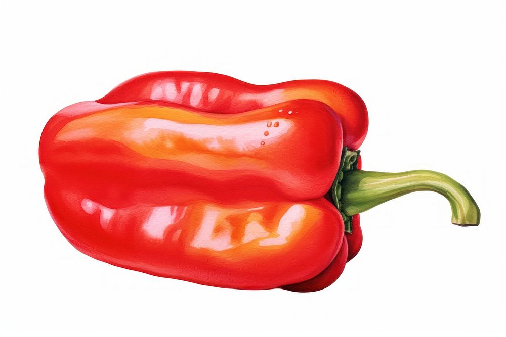 Bellpepper watercolor vegetable plant food. AI generated Image by rawpixel.