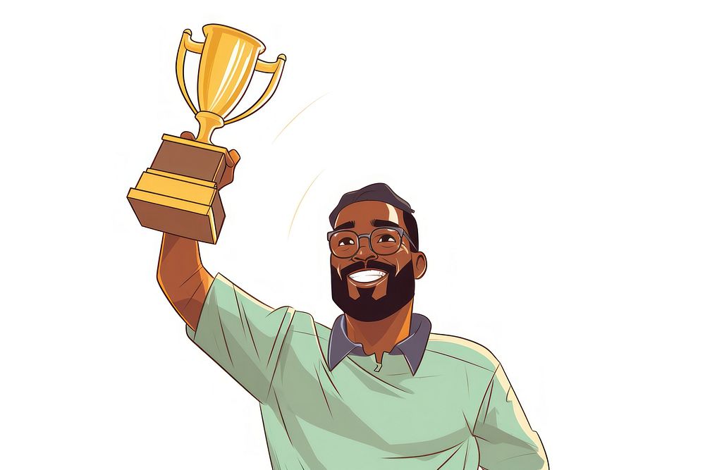 Black man winning trophy adult achievement happiness. AI generated Image by rawpixel.
