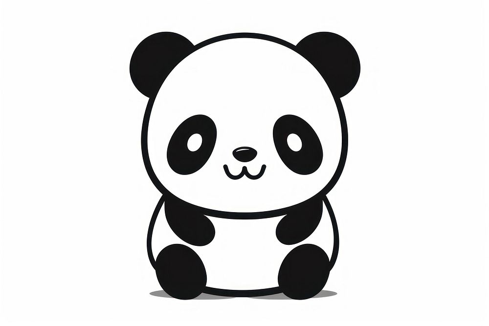 Panda black white cute. AI generated Image by rawpixel.