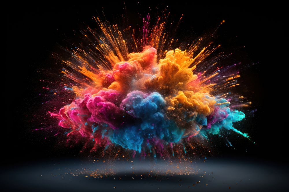 Multicolored powder fireworks black background illuminated. AI generated Image by rawpixel.