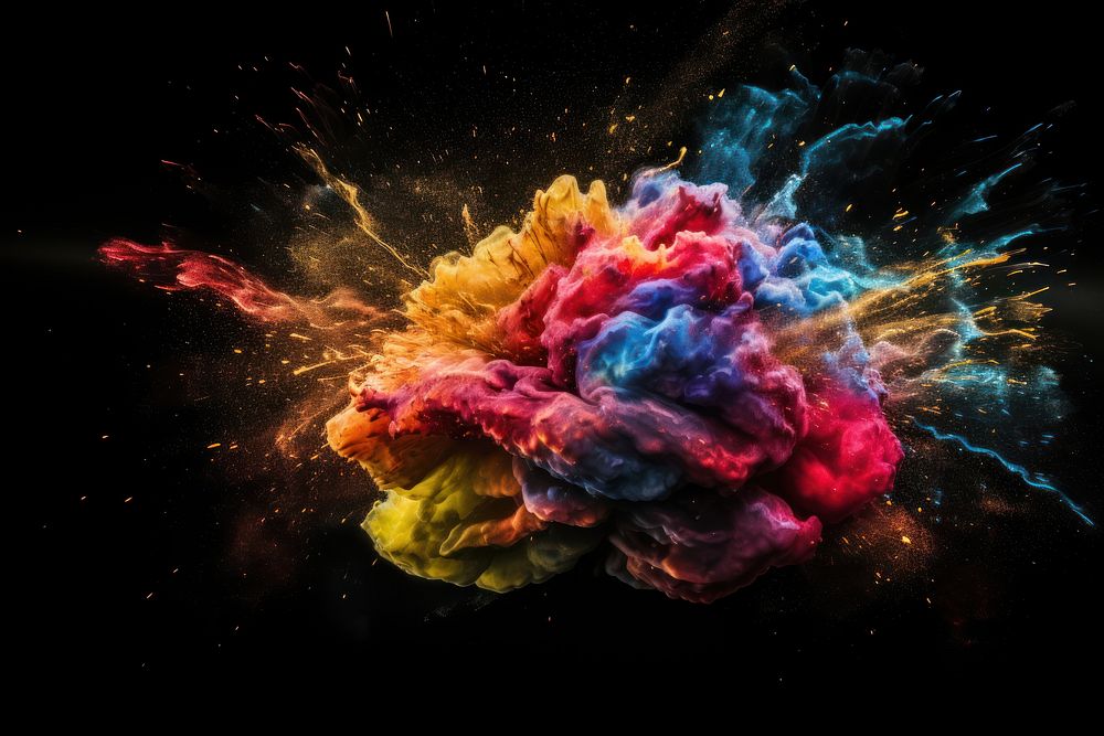 Multicolored powder nebula black background creativity. AI generated Image by rawpixel.