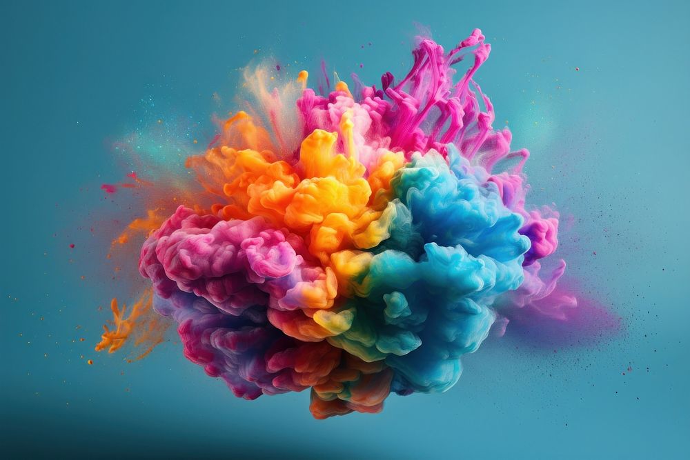 Multicolored powder creativity exploding abstract. AI generated Image by rawpixel.