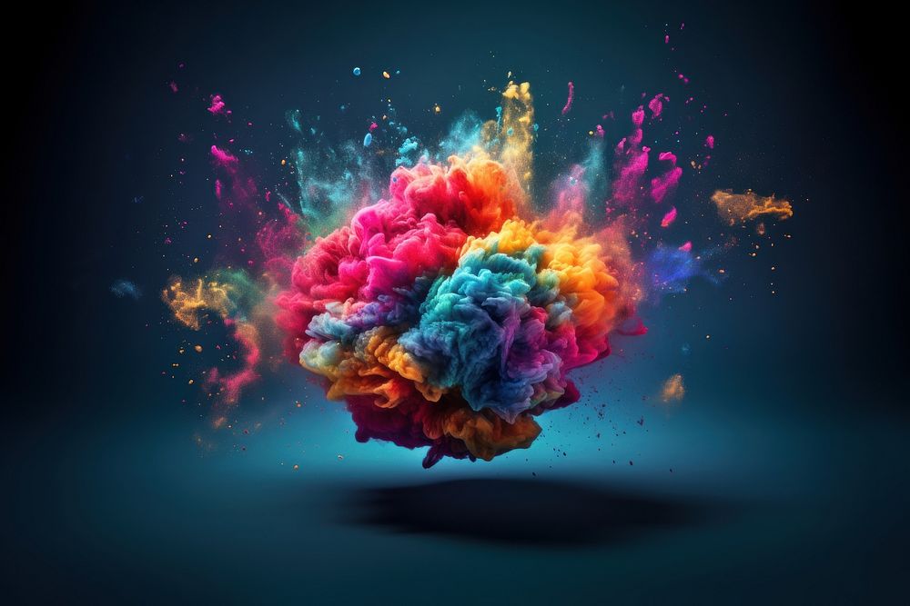 Multicolored powder brain celebration accessories. AI generated Image by rawpixel.