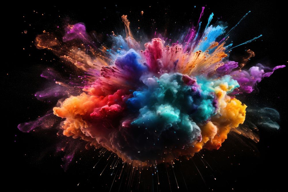 Multicolored powder fireworks nebula black background. AI generated Image by rawpixel.
