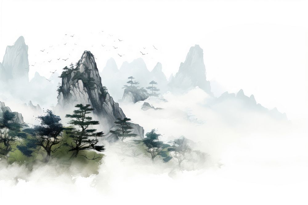 Chinese mountain illustrations landscape outdoors nature. 