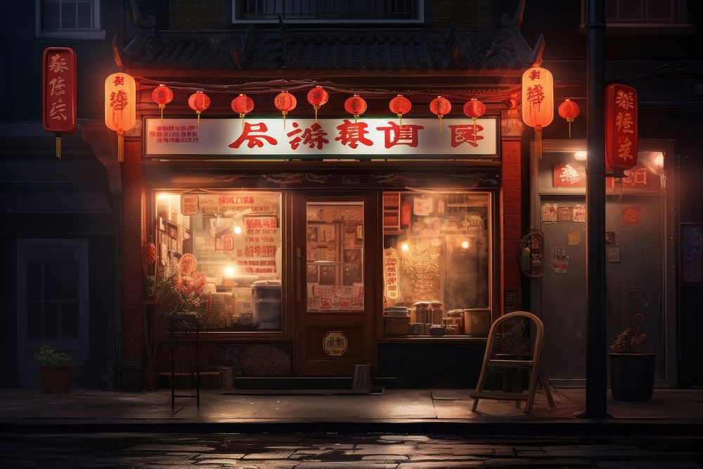 Chinese noodle takeaway street city road. AI generated Image by rawpixel.