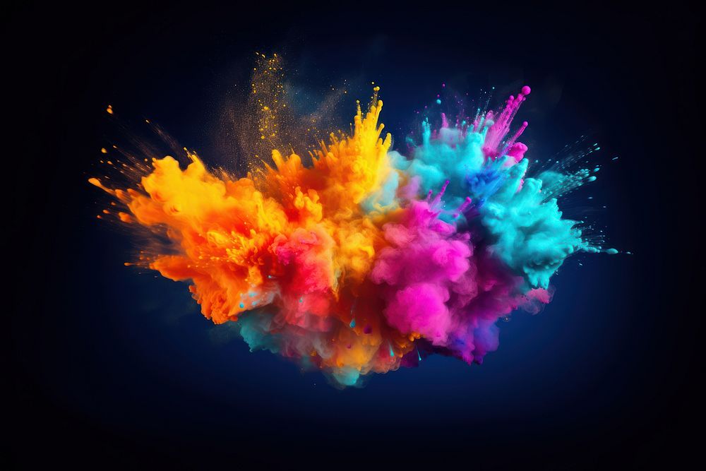 Holi paint splash creativity exploding fireworks. AI generated Image by rawpixel.