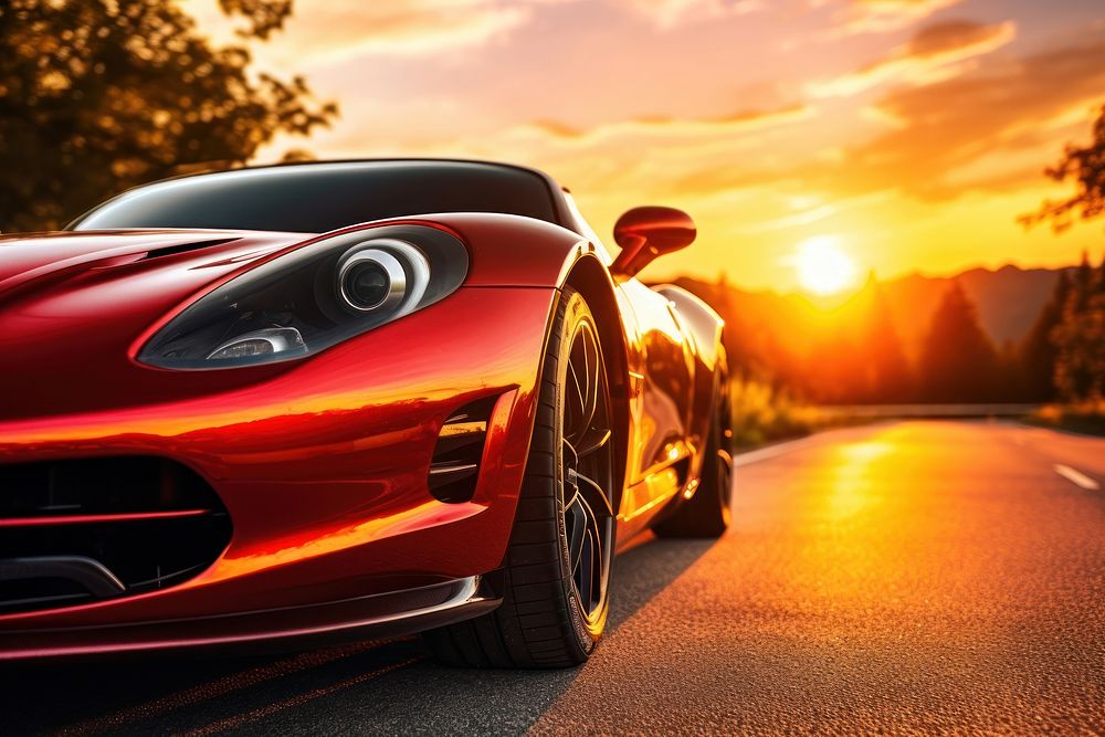 Sport car headlight outdoors vehicle. AI generated Image by rawpixel.