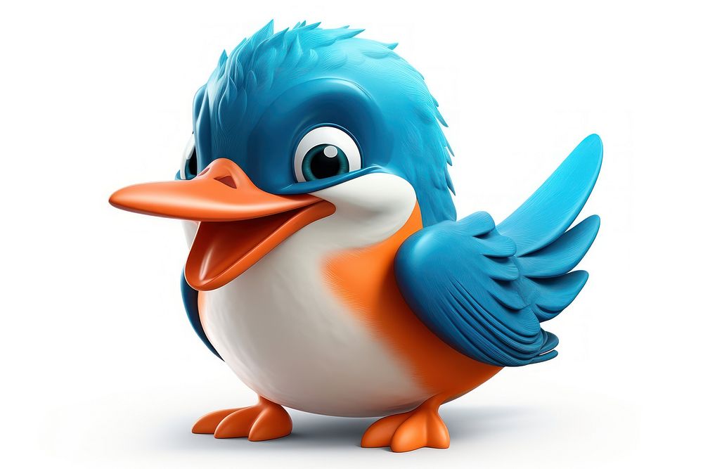 Cute 3d cartoon kingfisher animal bird beak. 