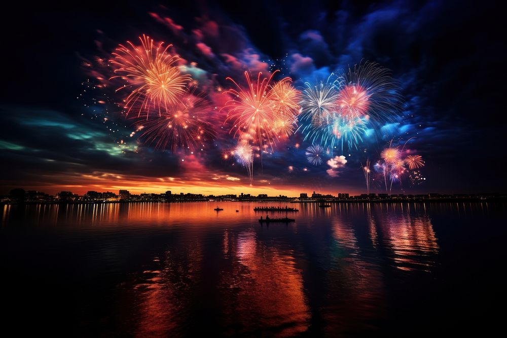 Fireworks black sky outdoors nature night. AI generated Image by rawpixel.