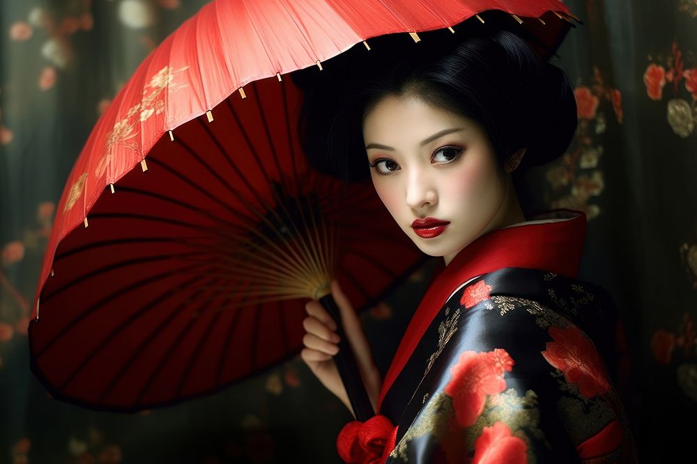 Kimono umbrella portrait fashion. AI generated Image by rawpixel.