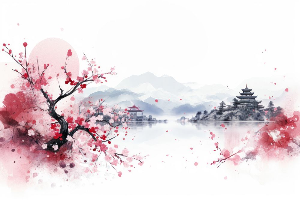 Japanese style outdoors blossom nature. AI generated Image by rawpixel.