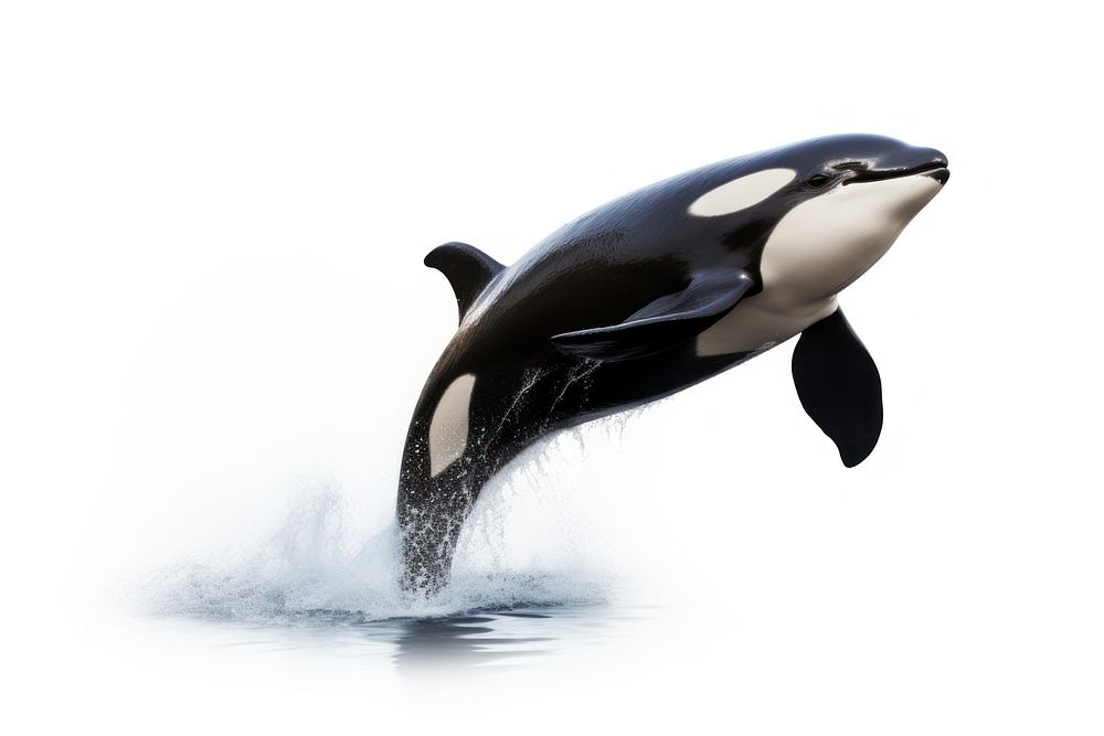 Jumping orca animal mammal whale. AI generated Image by rawpixel.