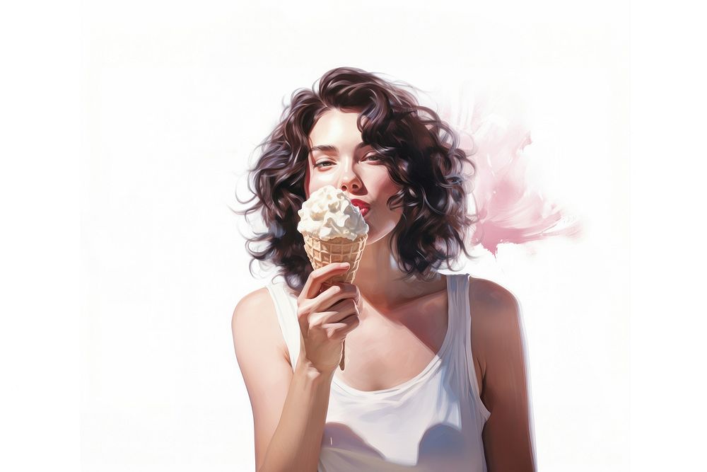 Lady eating ice cream adult hairstyle freshness. AI generated Image by rawpixel.