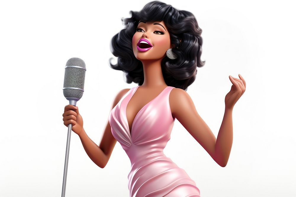 Lady singer 3d cartoon realistic microphone adult doll. AI generated Image by rawpixel.