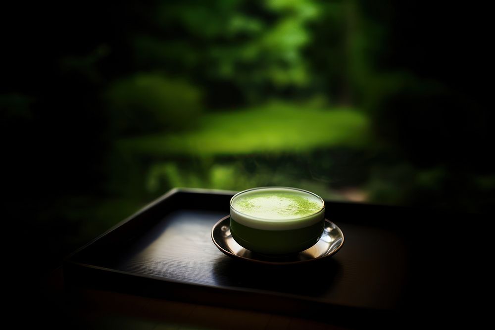 Matcha coffee drink green. 