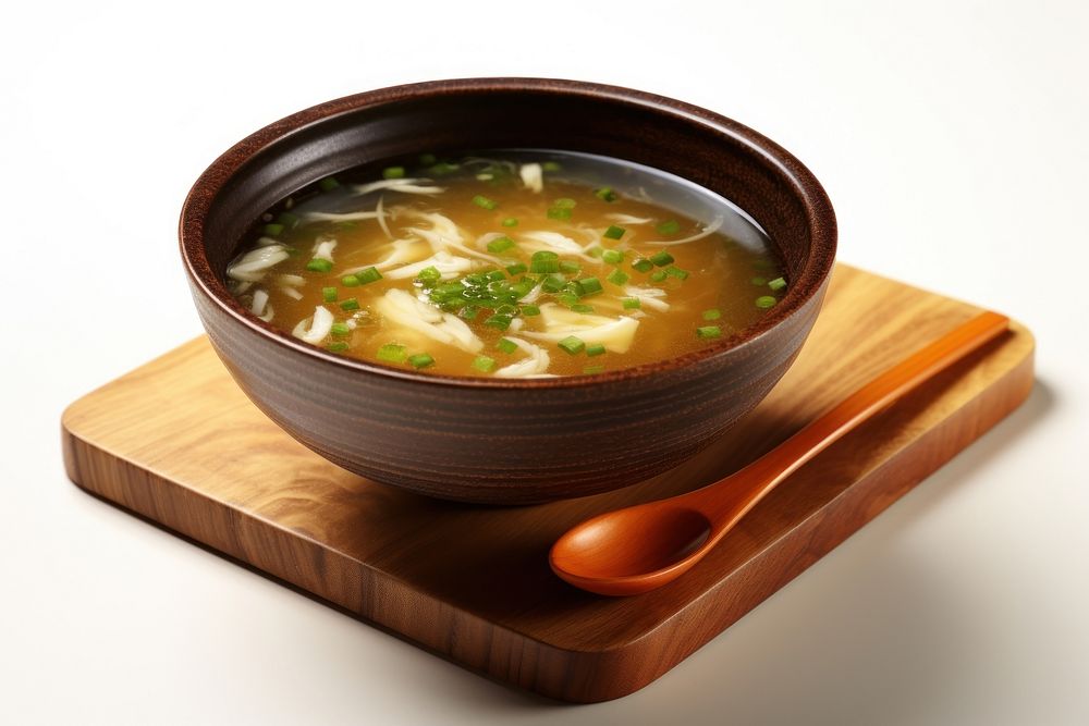Miso soup spoon food meal. AI generated Image by rawpixel.