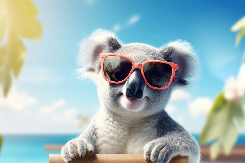 A cute koala wearing summer sunglasses mammal animal representation. AI generated Image by rawpixel.