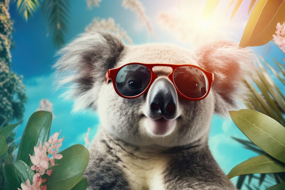 A cute koala wearing summer sunglasses mammal animal dog. AI generated Image by rawpixel.