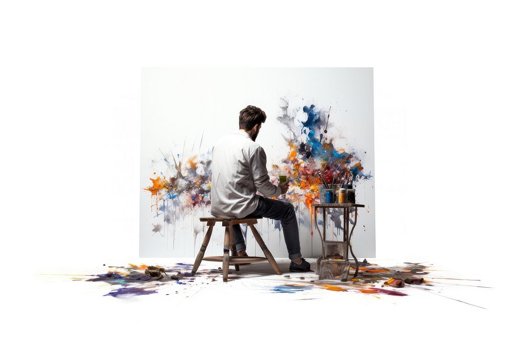 Painter painting sitting adult. AI generated Image by rawpixel.