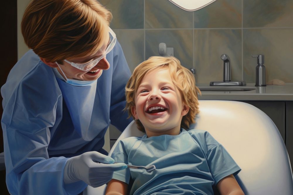 Hospital dentist child adult. AI generated Image by rawpixel.