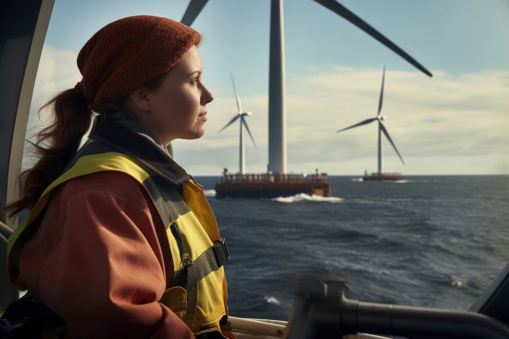 Female engineer wind turbine windmill portrait. AI generated Image by rawpixel.