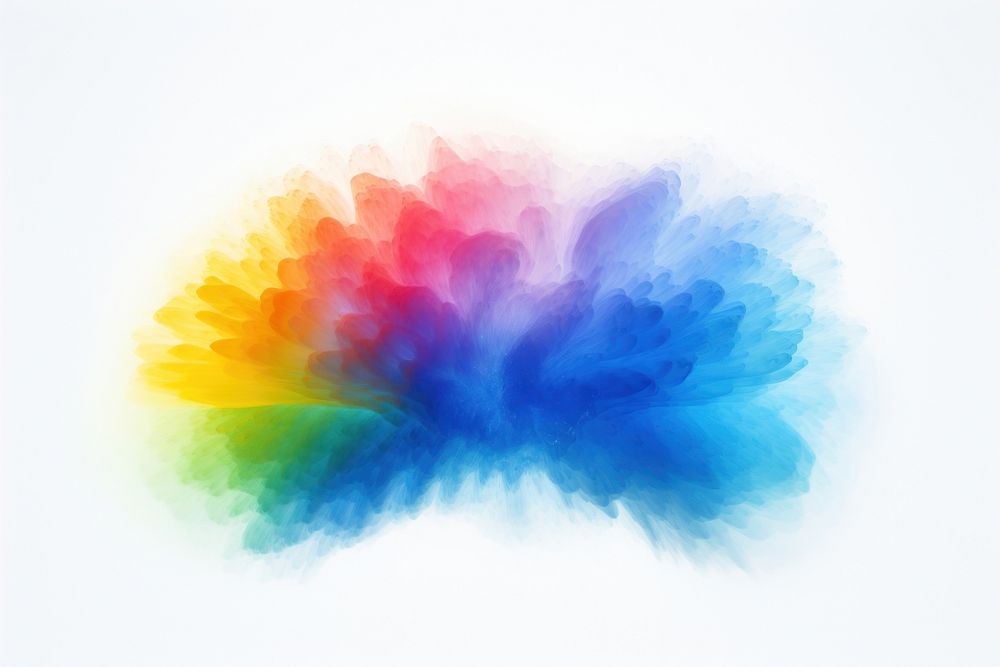 Rainbow smoke effect, white background, 