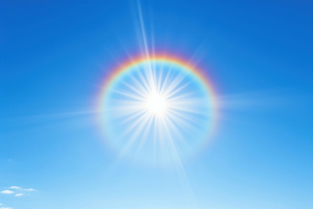 Sun rainbow sky sunlight. AI generated Image by rawpixel.