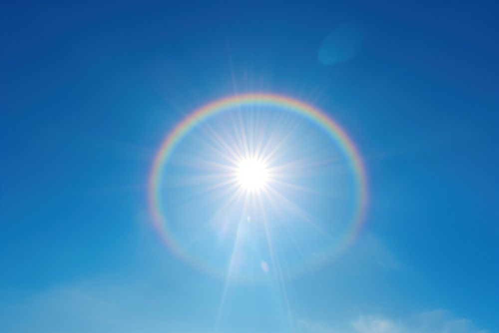 Sun rainbow sky sunlight. AI generated Image by rawpixel.