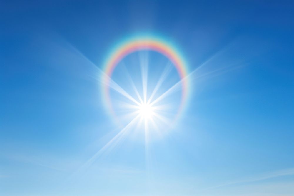 Sun rainbow sky sunlight. AI generated Image by rawpixel.