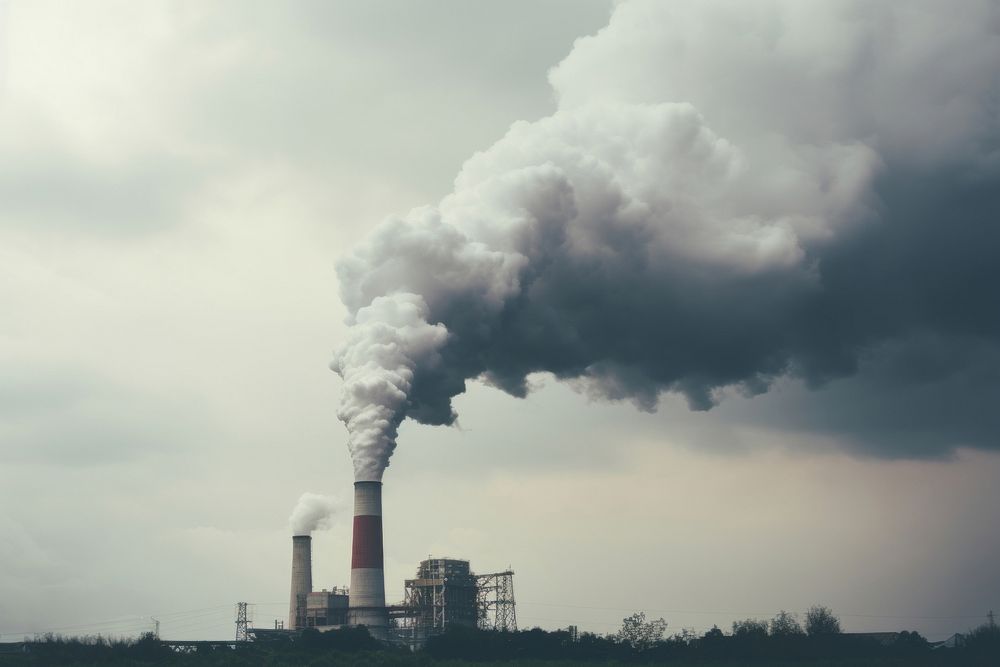 Facktory smoke stack architecture pollution outdoors. AI generated Image by rawpixel.