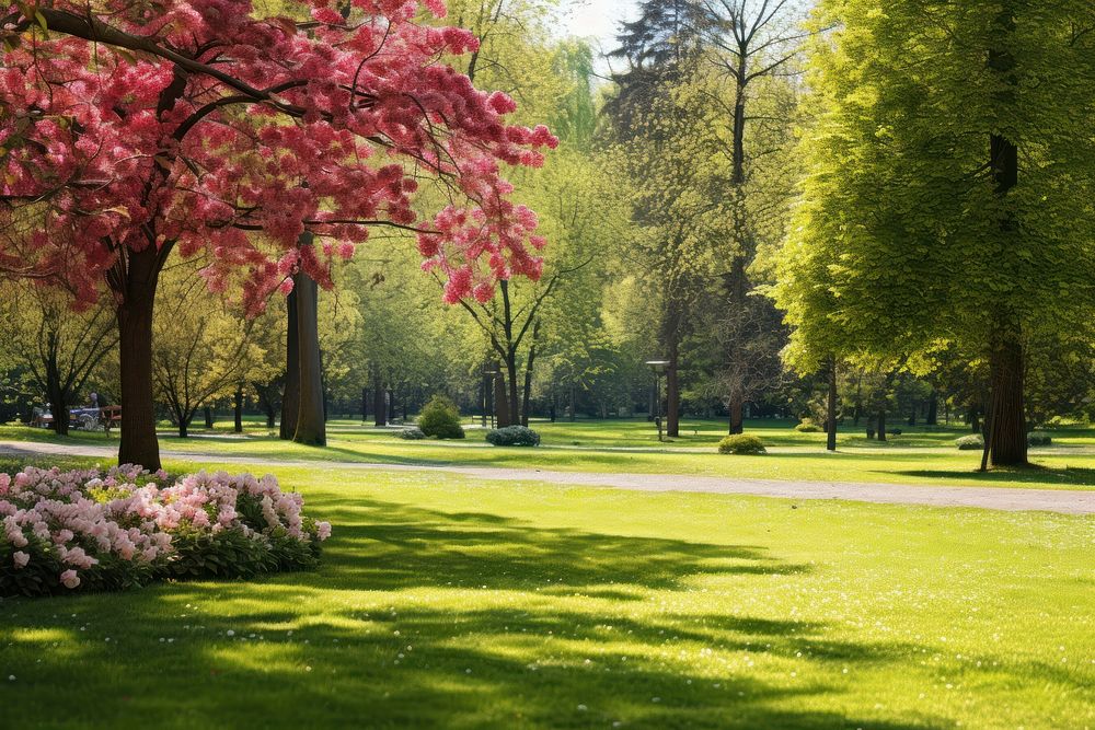 Green lawn park landscape outdoors. 