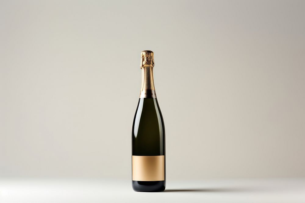 Champagne bottle drink wine white background. AI generated Image by rawpixel.