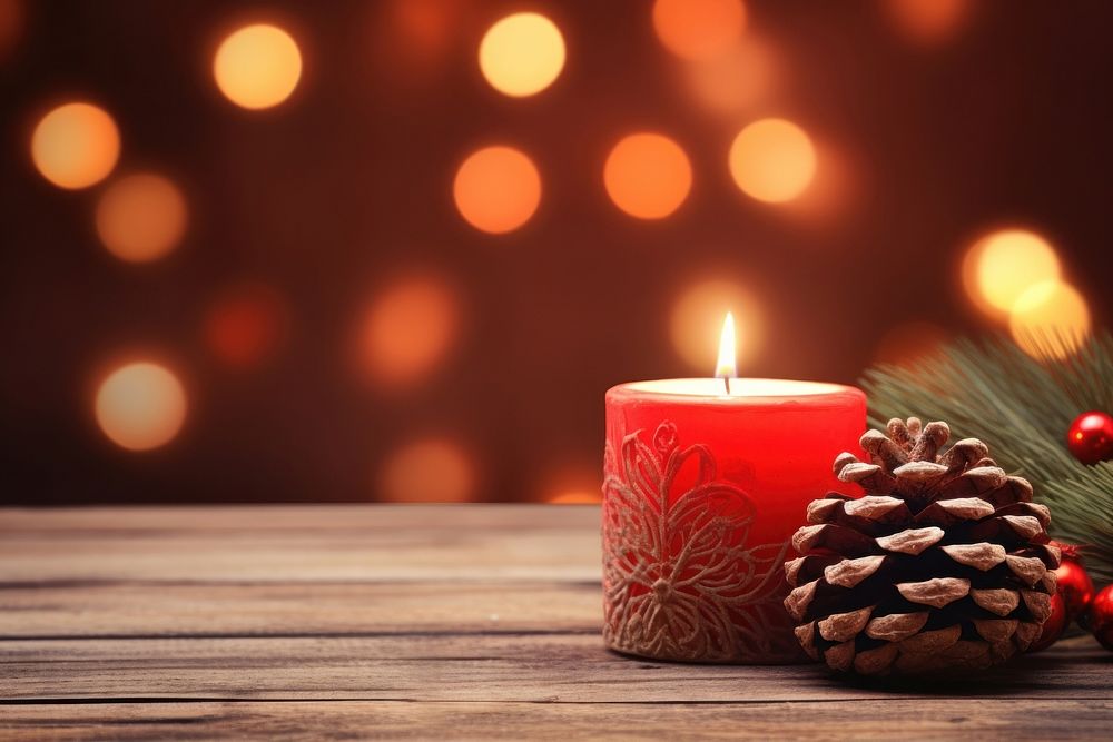 Christmas decoration candle wood red. AI generated Image by rawpixel.
