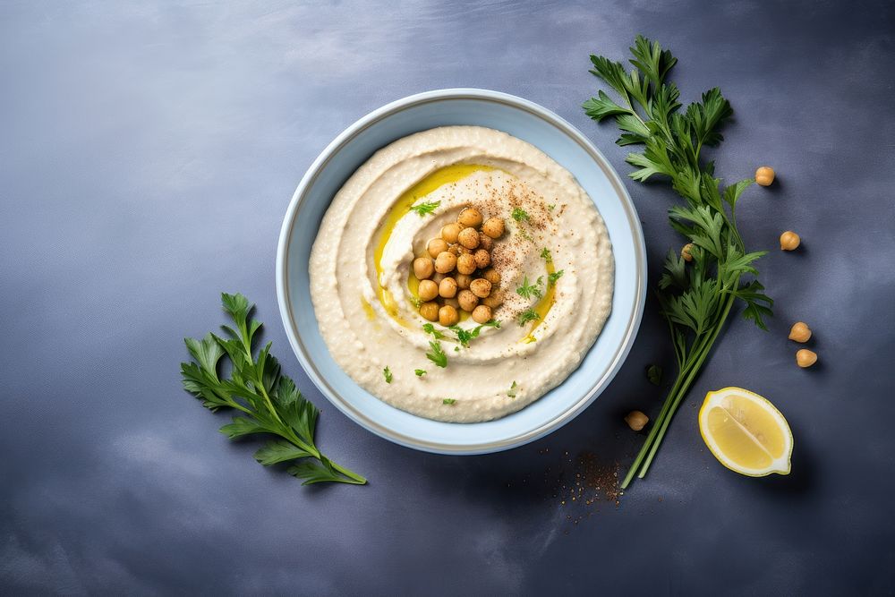 Hummus plate food ingredient. AI generated Image by rawpixel.