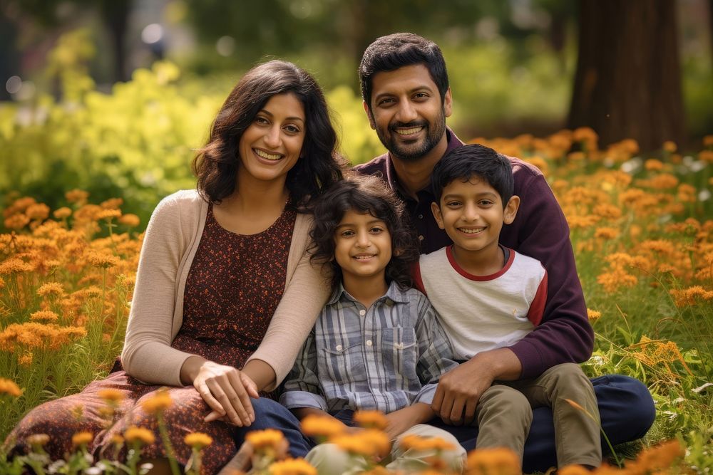 Indian family portrait outdoors adult