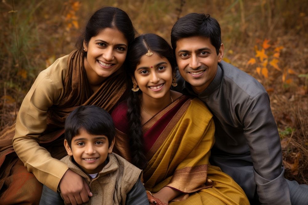 Indian family portrait adult photo. AI generated Image by rawpixel.
