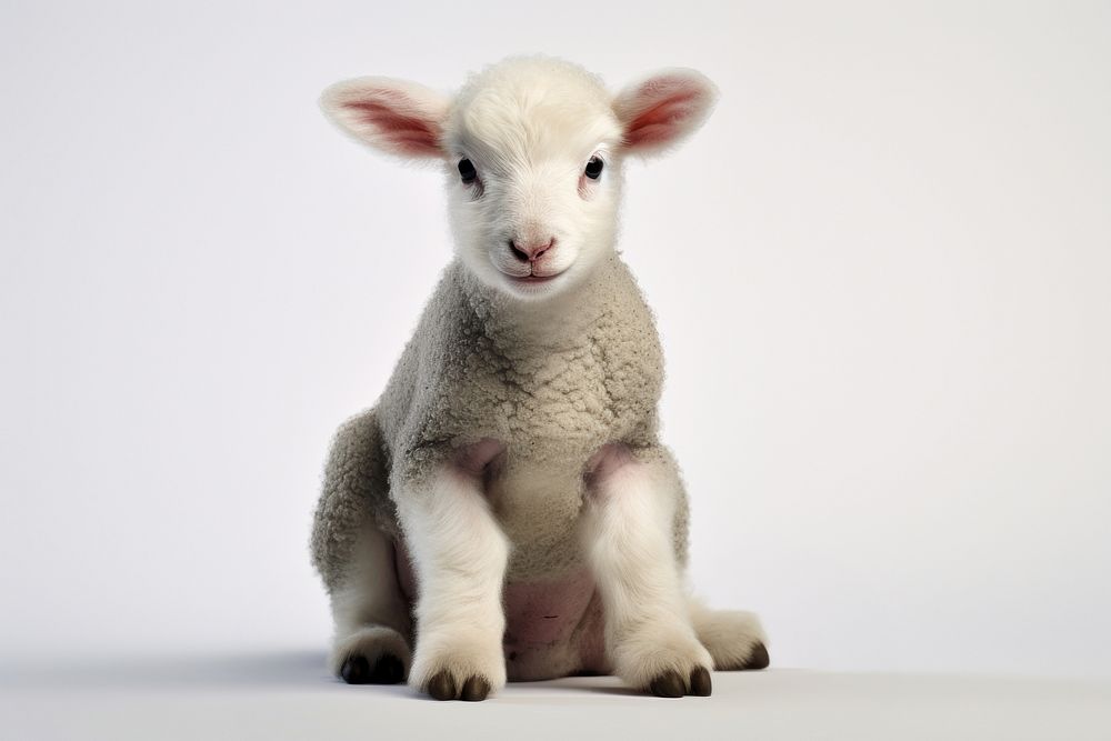 Lamb sit livestock animal mammal. AI generated Image by rawpixel.