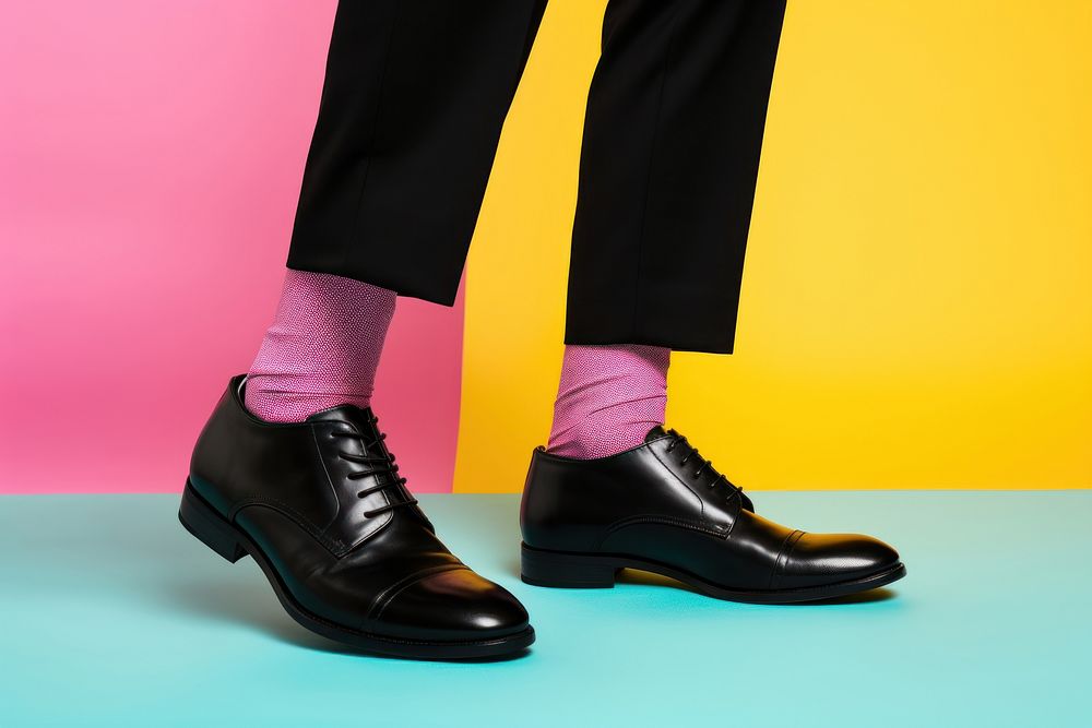 Black leather shoes footwear sock pantyhose. AI generated Image by rawpixel.