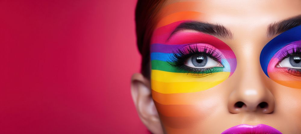 Pride month cosmetics lipstick portrait. AI generated Image by rawpixel.