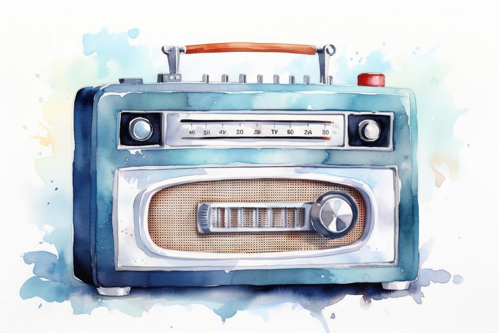 Radio watercolor electronics technology nostalgia. AI generated Image by rawpixel.