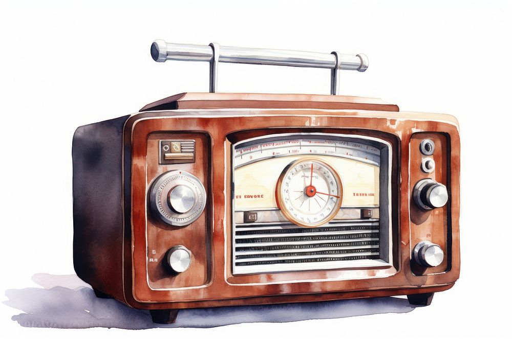 Radio watercolor electronics technology nostalgia. AI generated Image by rawpixel.