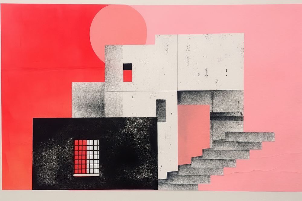 Architecture art staircase painting. AI generated Image by rawpixel.
