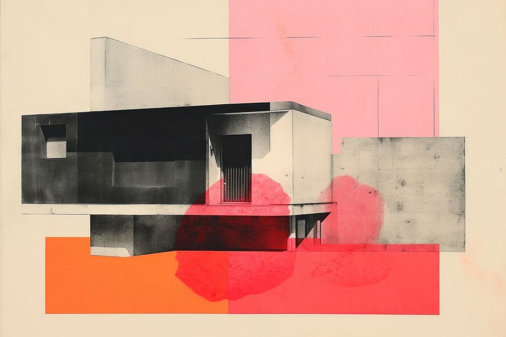 Architecture art painting collage. AI generated Image by rawpixel.
