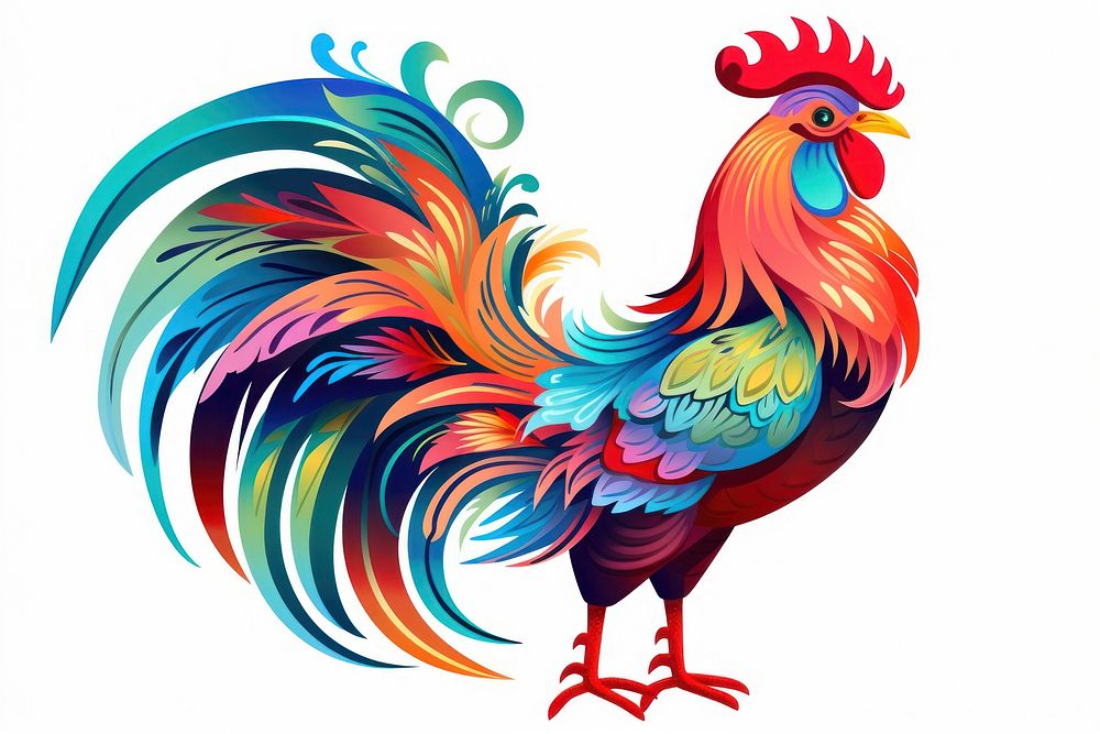 Rooster illustration cartoon chicken poultry animal. AI generated Image by rawpixel.