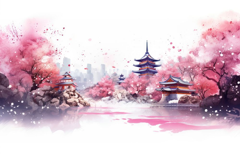 Sakura festival architecture outdoors nature. AI generated Image by rawpixel.